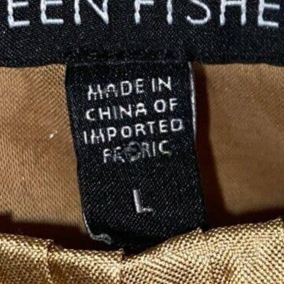 Eileen Fisher Tank Top Womens Large Gold Brown Scoop Neck Solid Print Silk - Picture 7 of 14